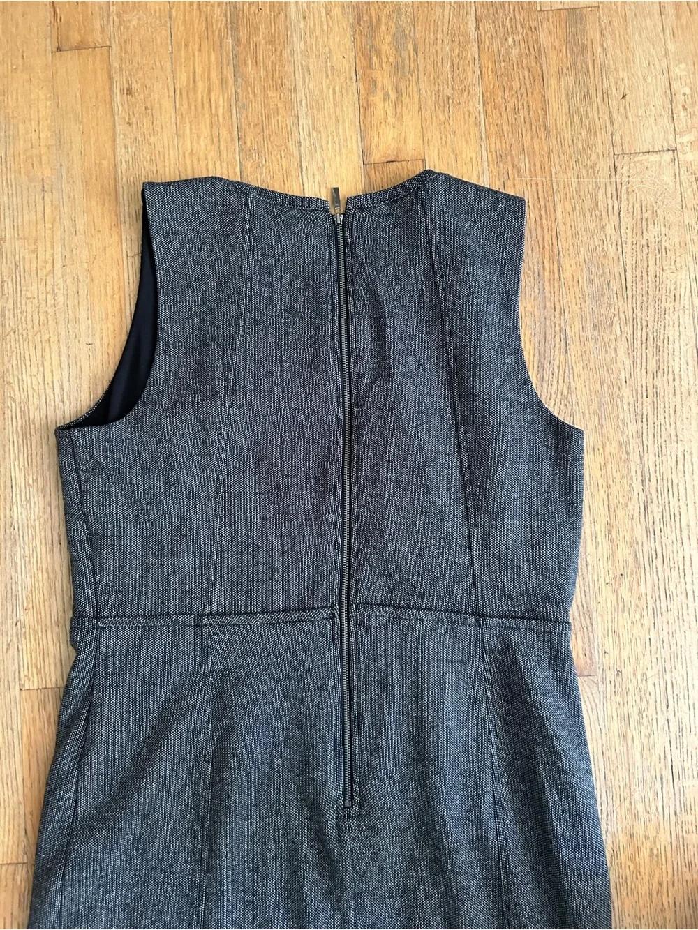 Ann Taylor LOFT Black Gray Tweed Sleeveless Professional Office Sheath Dress 14
